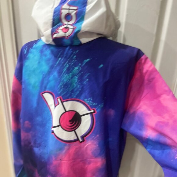 HOT PINK BLUE TIE DYE WINTERBREAKER COAT BANG ENERGY REVOLUTION SIZE M/L - Picture 13 of 16